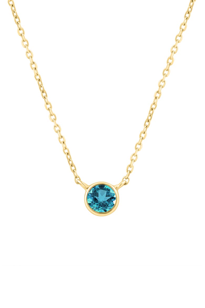Gold Plated Sterling Silver Solitaire Pendant Necklace, Alternate, color, BLUE