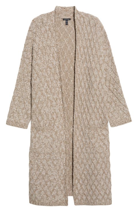 Open Front Organic Cotton Blend Cardigan