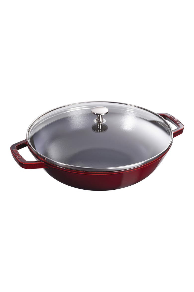 4.5-Quart Enameled Cast Iron Perfect Pan, Alternate, color, GRENADINE