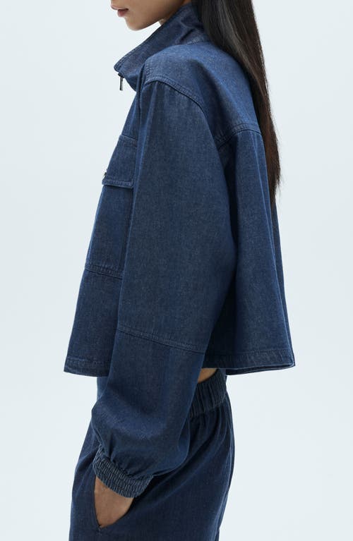 Mango Flap Pocket Denim Jacket In Medium Blue