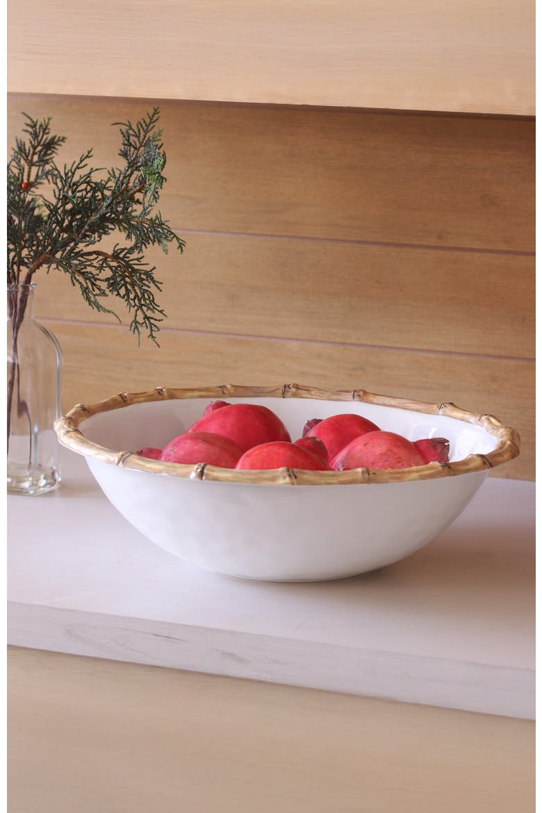 Vida Cane Large Salad Bowl, Alternate, color, White