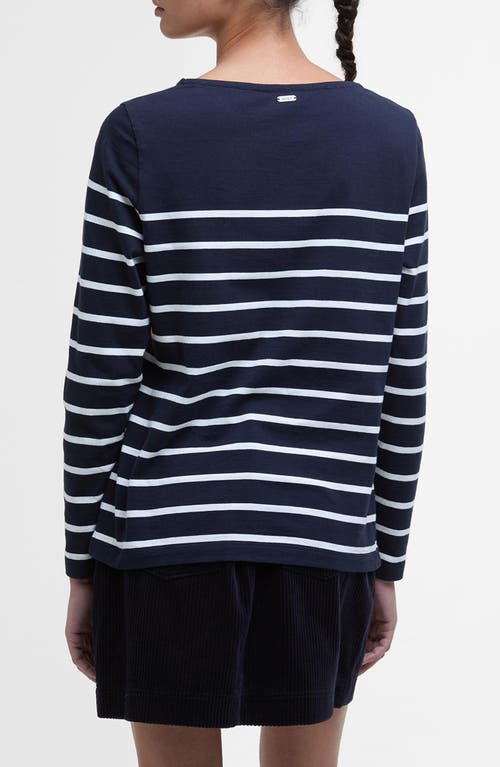 Barbour Bradley Womens Long Sleeve Striped Top In Navy Stripe