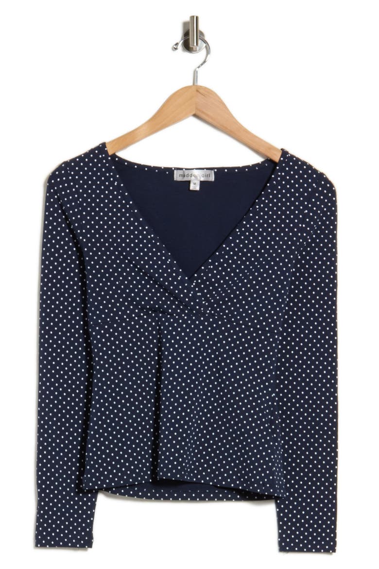 Surplice Neck Long Sleeve Top, Alternate, color, NAVY COMBO