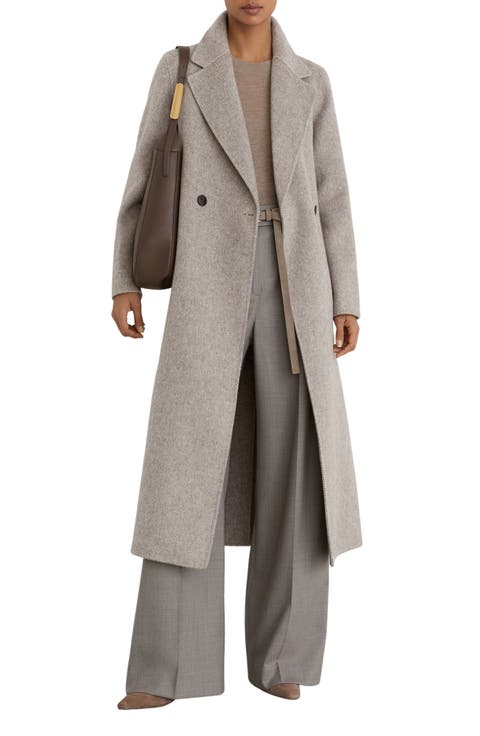 Daia Herringbone Wool Blend Wrap Coat