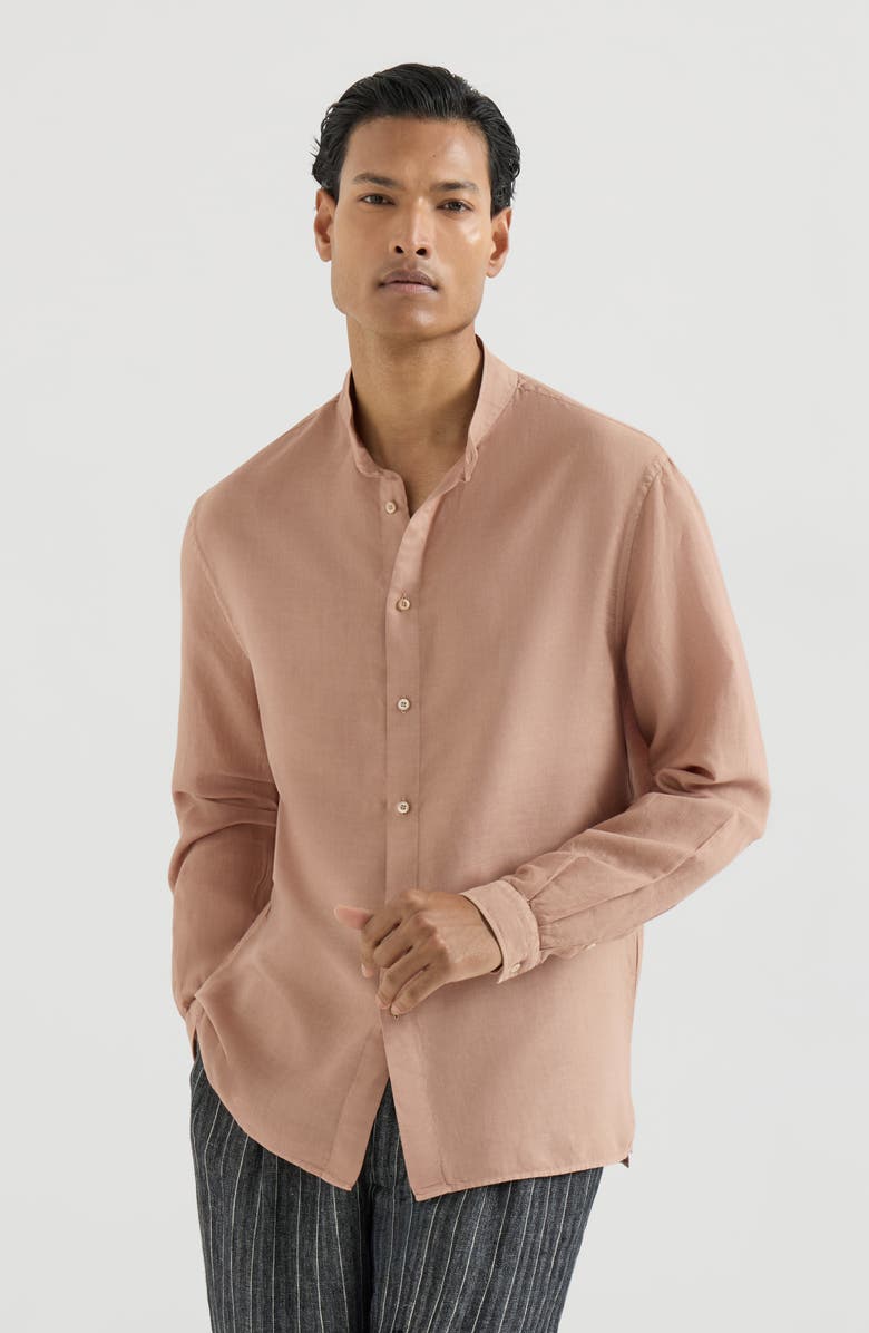 Brunello Cucinelli Pinpoint shirt, Alternate, color, Earth