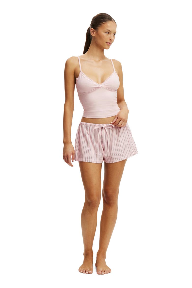 Women's Cloud Soft Flannel Short, Alternate, color, Gerry Stripe Pink Kiss Black