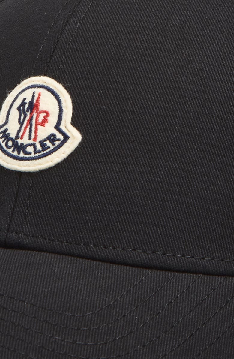 Moncler Logo Patch Cotton Gabardine Baseball Cap, Alternate, color, 999-Black