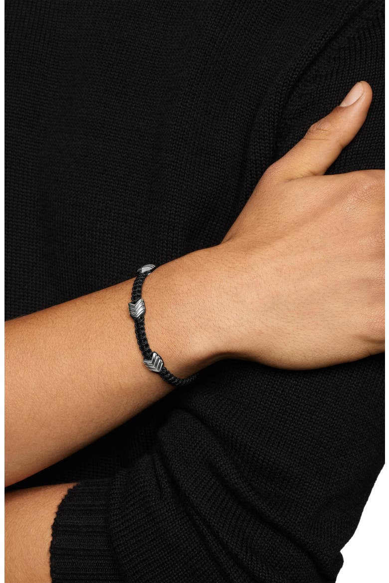 Men's Chevron Woven Station Bracelet, Alternate, color, BLACK/ SILVER