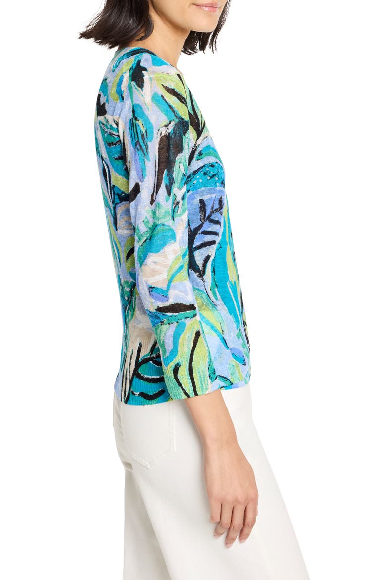 Island Beat 4-Way Linen Blend Cardigan, Alternate, color, BLUE MULTI