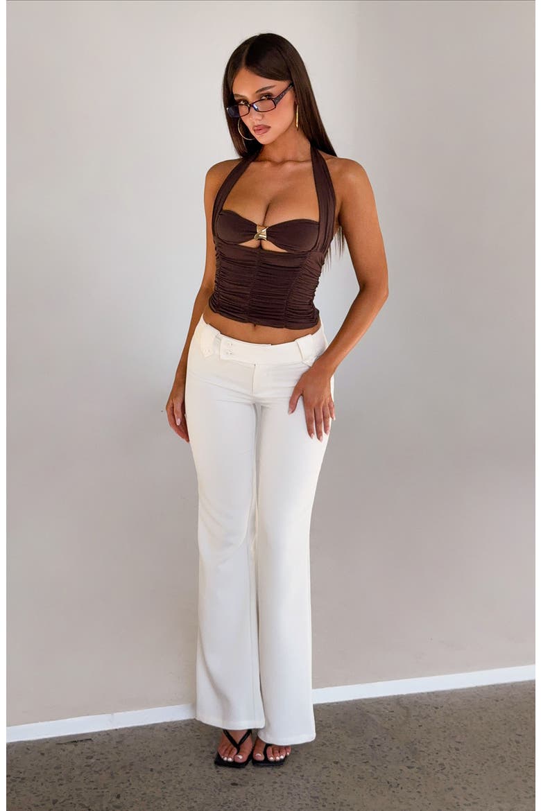 Briallen Ruched Crop Halter Top, Alternate, color, CHOCOLATE BROWN