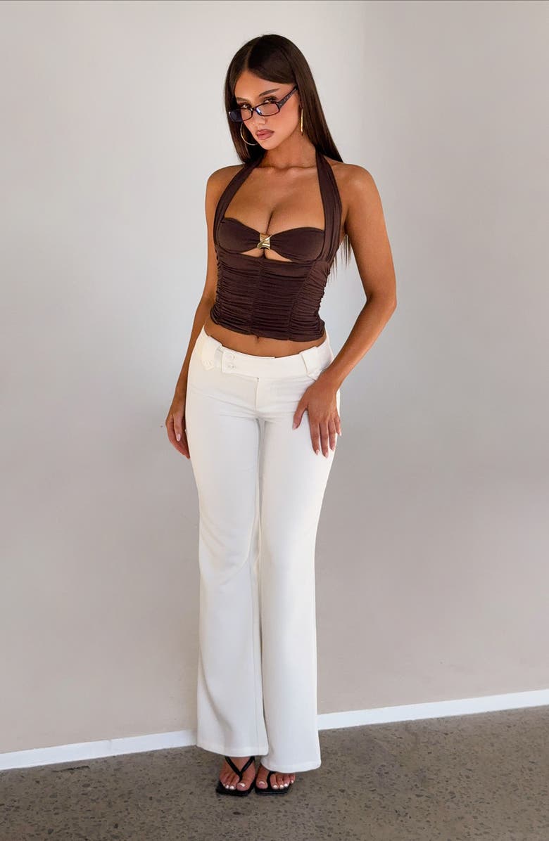 Tiger Mist Briallen Ruched Crop Halter Top, Alternate, color, Chocolate Brown