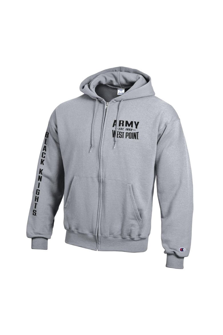 Men's Champion  Heather Gray Army Black Knights Varsity Powerblend Full-Zip Fleece Hoodie, Alternate, color, Heather Gray