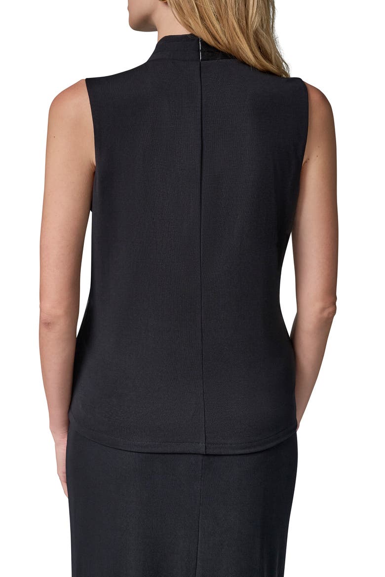 Sleeveless Top with Faux Leather Trim, Alternate, color, BLACK