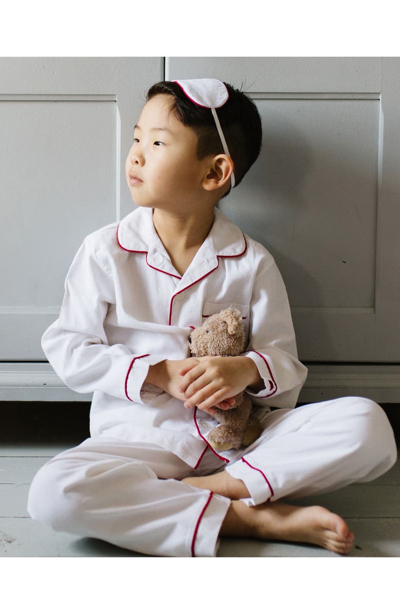 Petite Plume Kids' White Flannel Two Piece Pajamas, Alternate, color, White