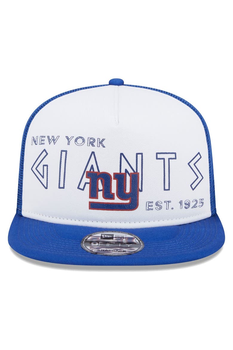 Men's New Era White/Royal New York Giants Banger 9FIFTY Trucker Snapback Hat, Alternate, color, White