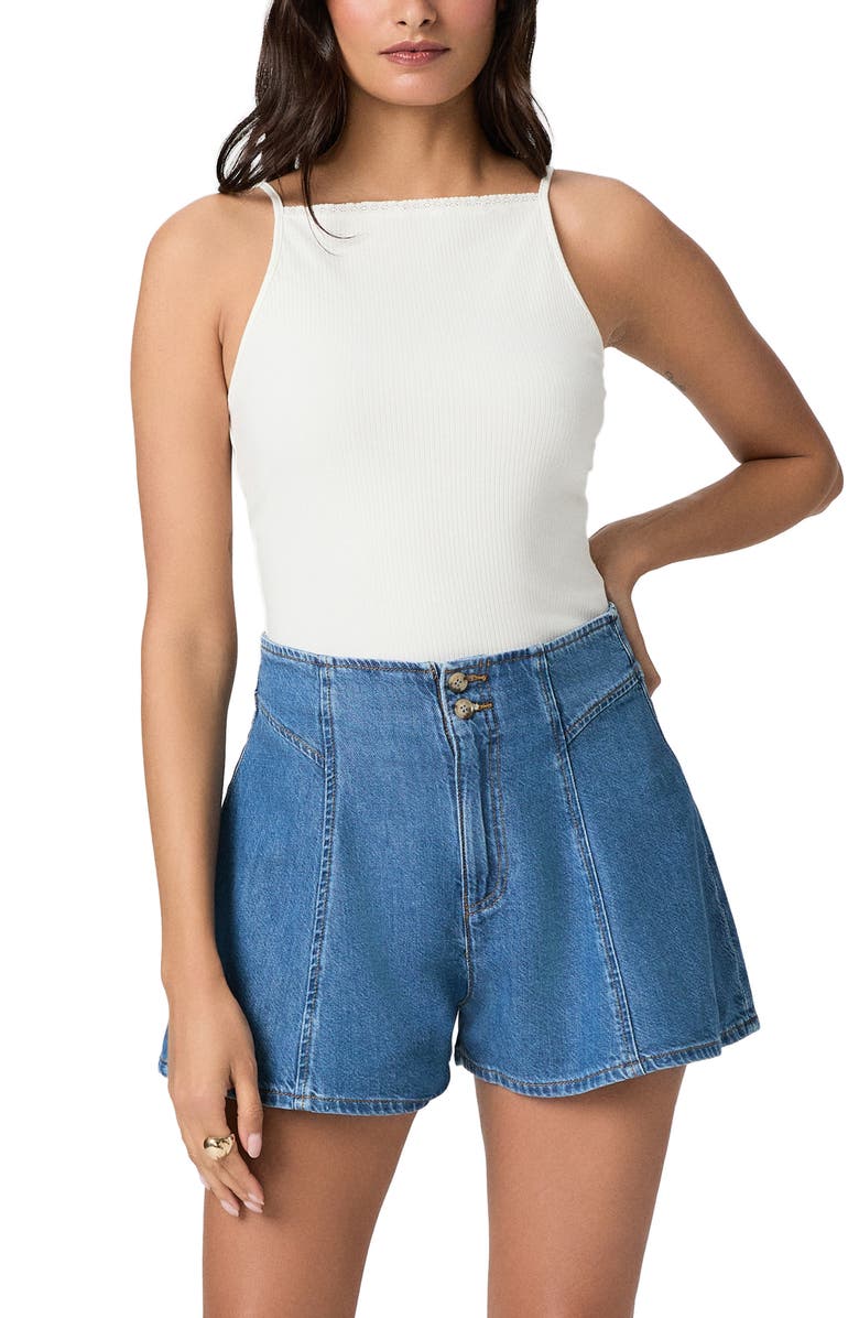 PAIGE Joelle High Waist Flare Denim Shorts, Alternate, color, Anchored