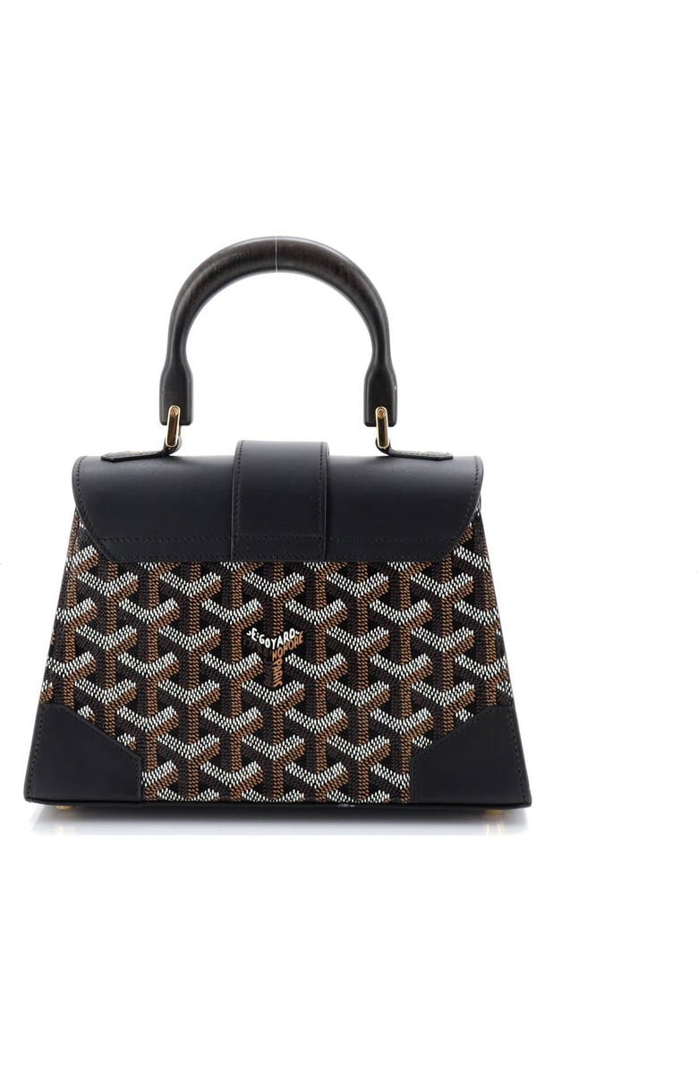 Pre-Owned Goyard Structured Saigon Top Handle Bag Coated Canvas with Leather Mini, Alternate, color, Black