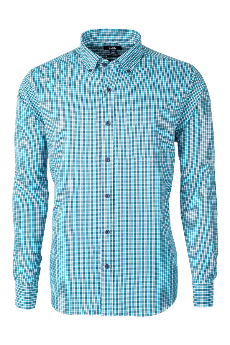 Versatech Multi Check Classic Fit Button-Up Performance Shirt, Main, color, SUBMERGE