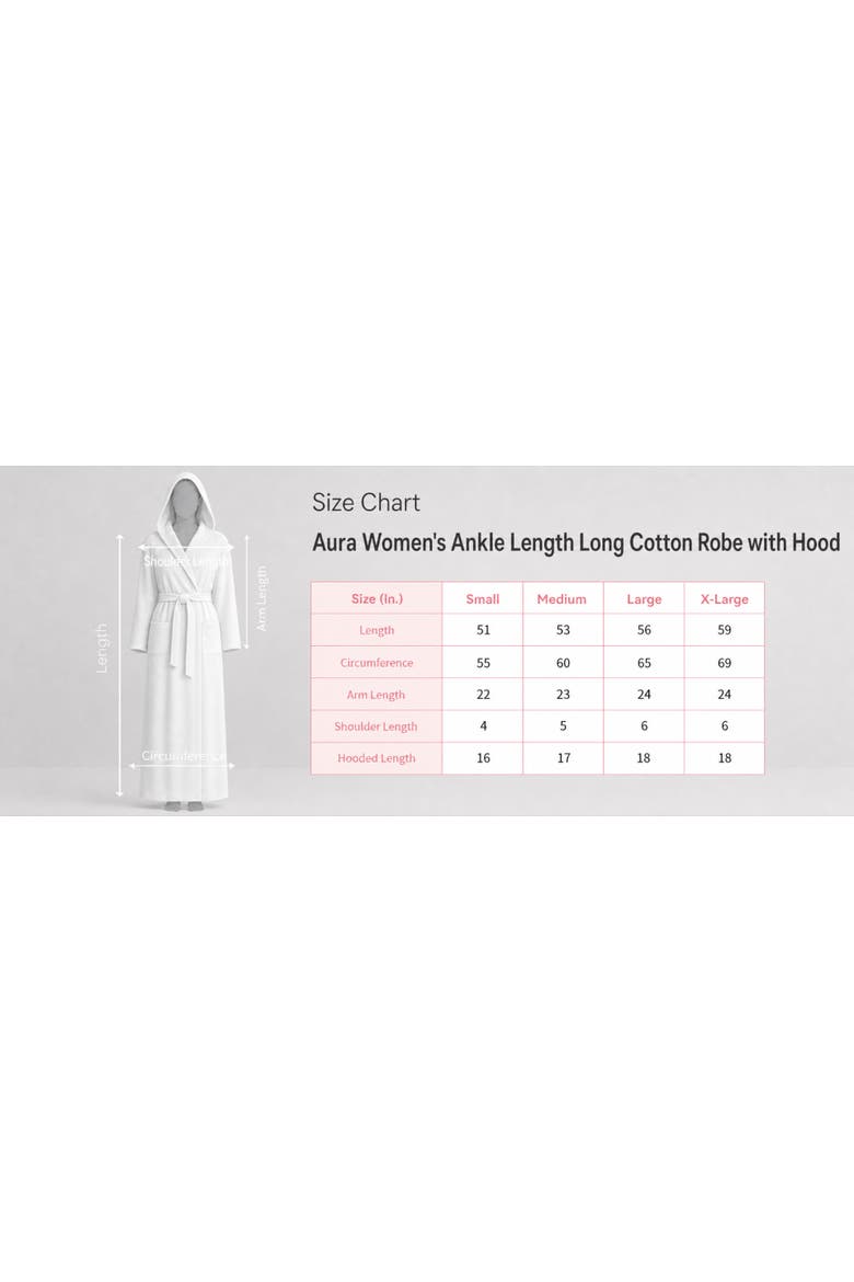 Aura Women's Ankle Length Long Cotton Robe with Hood, Alternate, color, Wine
