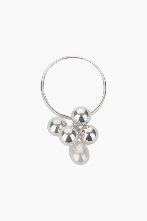 Sterling Silver Isabelle Cluster Pearl Adjustable Ring
