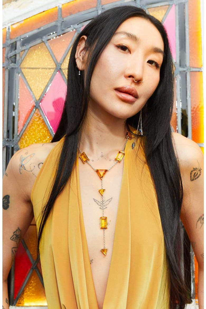 Slink Y-Chain Necklace, Alternate, color, Golden