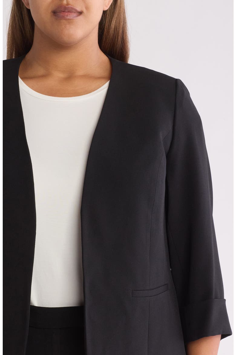 Cardigan-Style Stretch Crepe Blazer, Alternate, color, BLACK