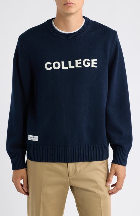 College Cotton Crewneck Sweater