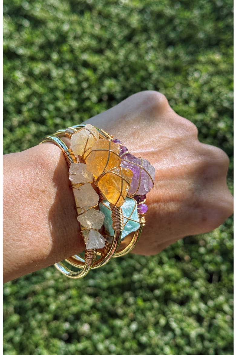Gemstone Wire Wrapped Bracelet, Alternate, color, Citrine White Gold