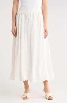 ELIE ELIE TAHARI Floral Embroidered Cotton Maxi Skirt
