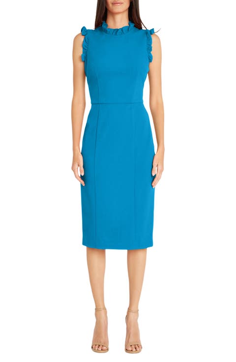 Ruffle Mock Neck Sheath Dress (Regular & Plus)