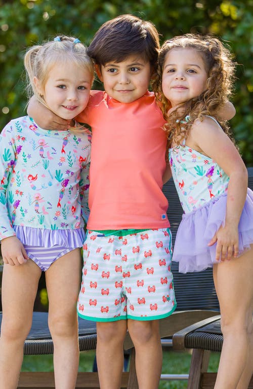 Ruggedbutts Short Sleeve Two-piece Rashguard Swimsuit In Orange
