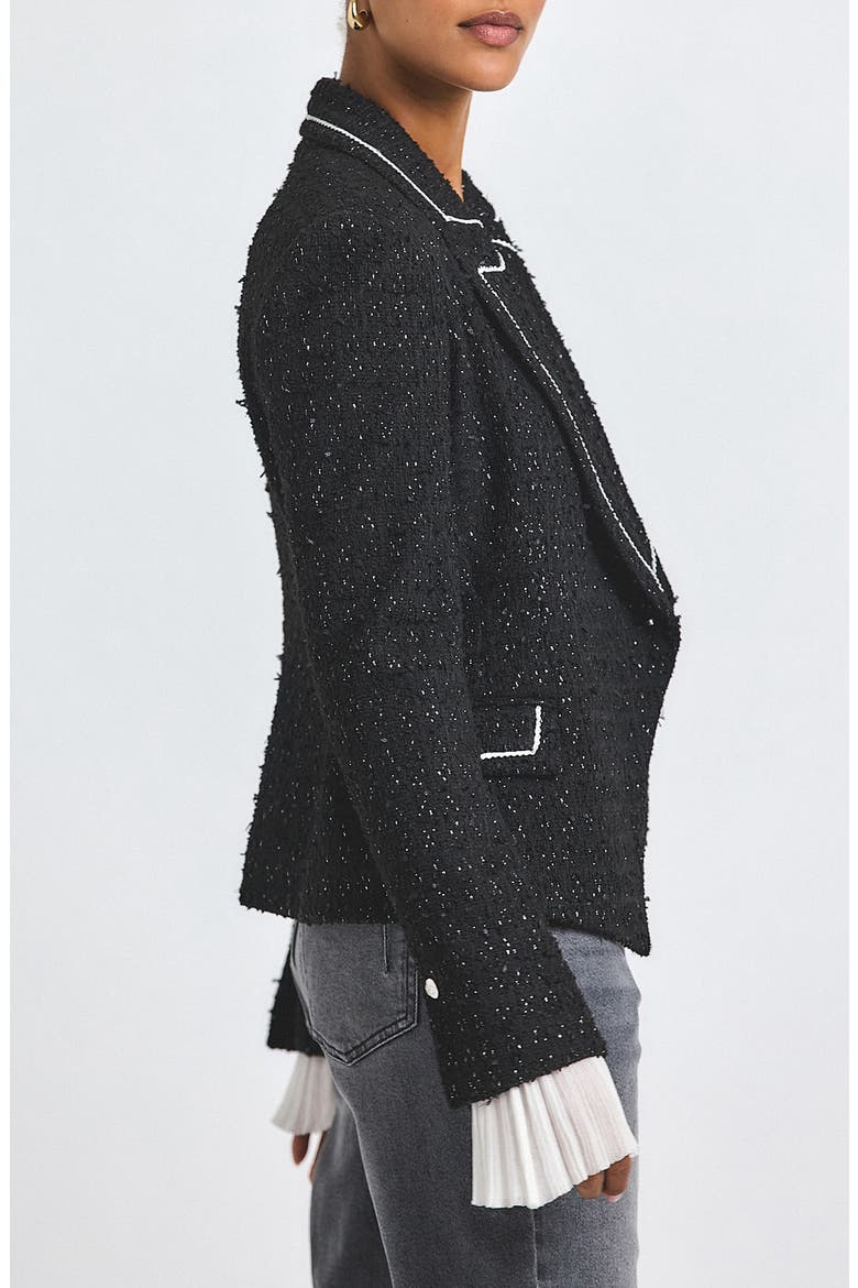 Estelise Galaxy Tweed Jacket, Alternate, color, BLACK/ SILVER