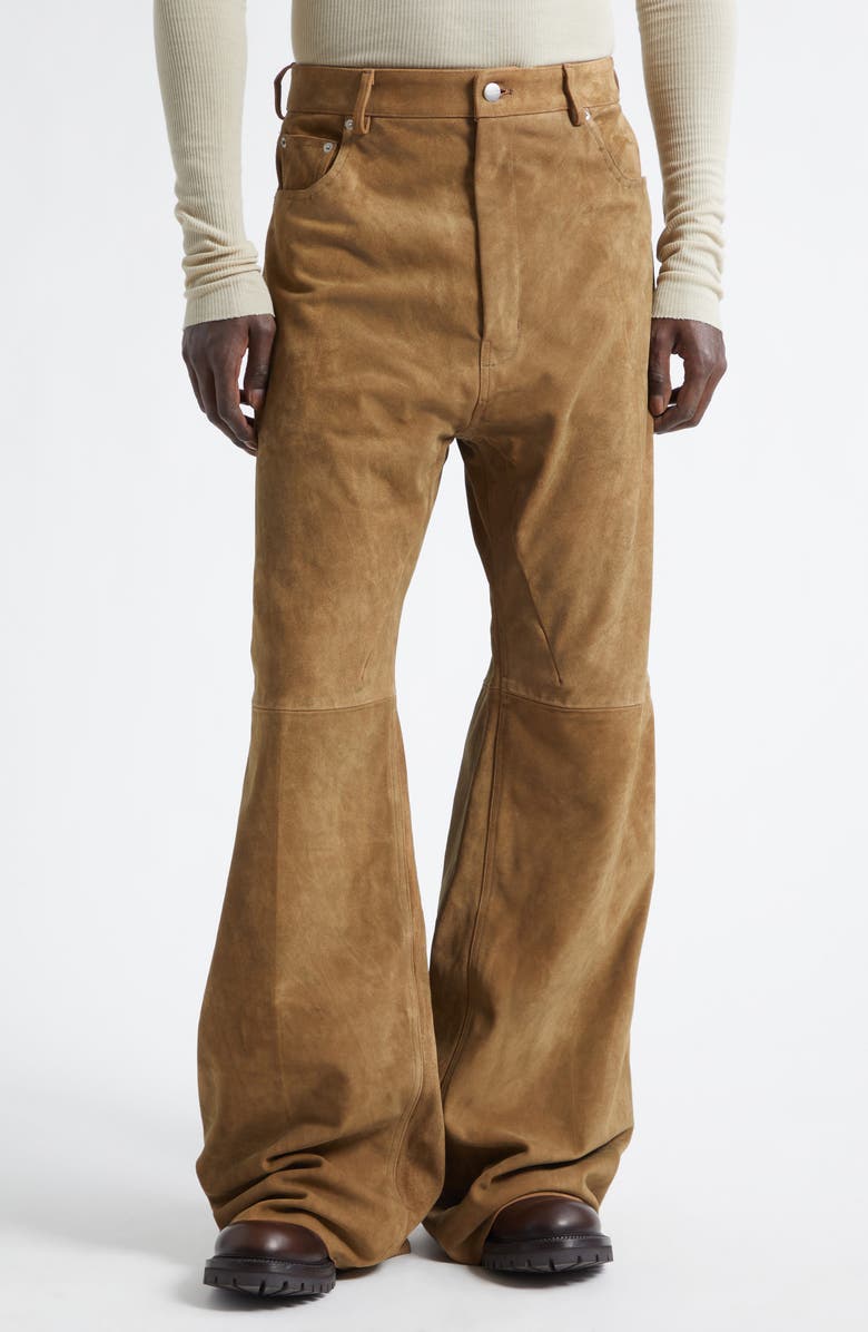Rick Owens Geth Suede Wide Leg Pants, Main, color, Sumi Brown
