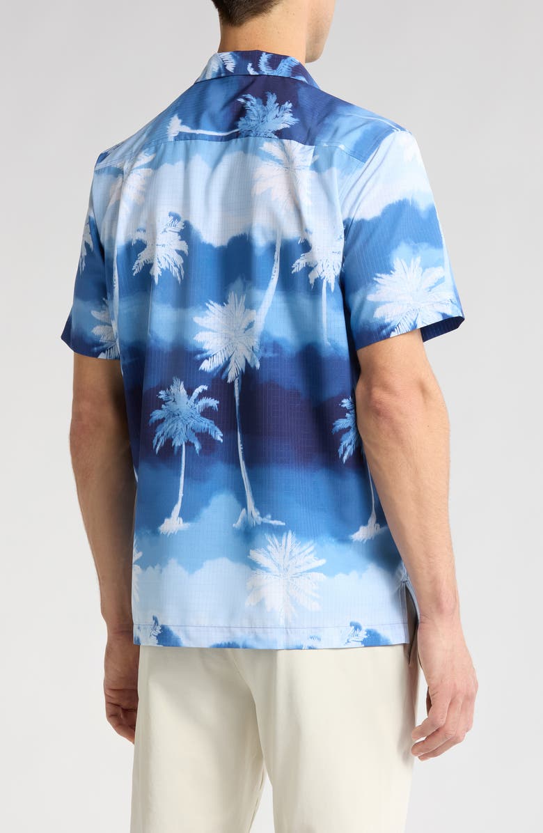 Tommy Bahama Bahama Coast Showers Palm Tree Print Performance Camp Shirt, Alternate, color,