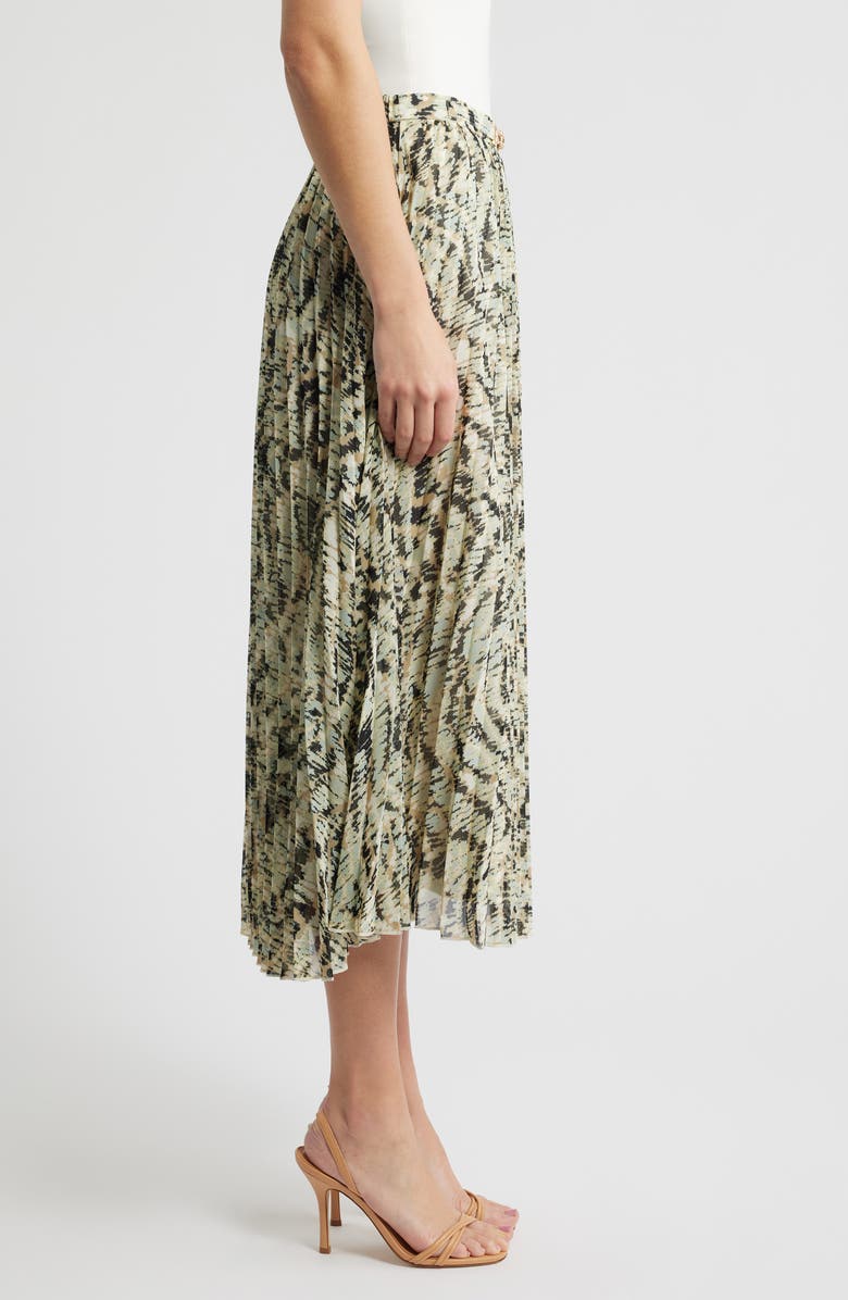 Anne Klein Print Pleated Maxi Skirt, Alternate, color, Soft Aloe Multi