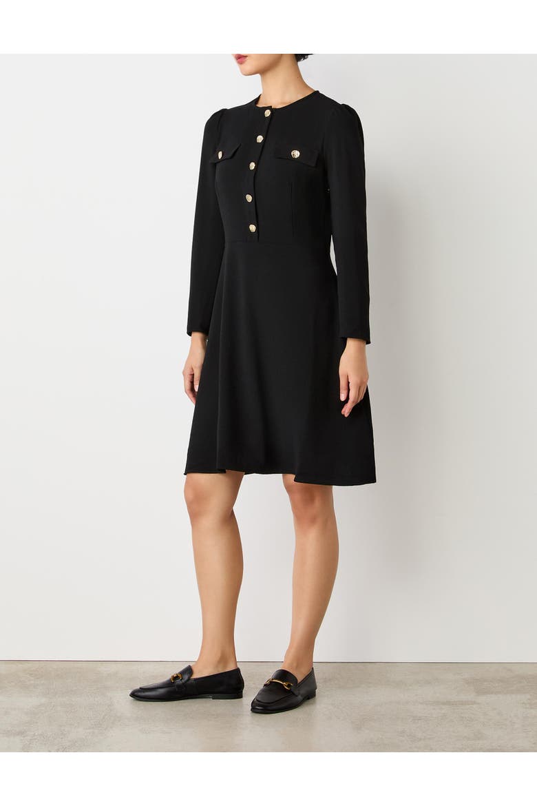 Evie Long Sleeve Crepe Short Dress, Alternate, color, Black