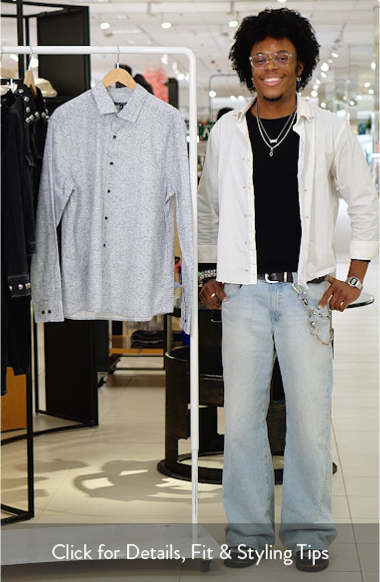 Cornelius Geo Print Cotton Button-Up Shirt, sales video thumbnail