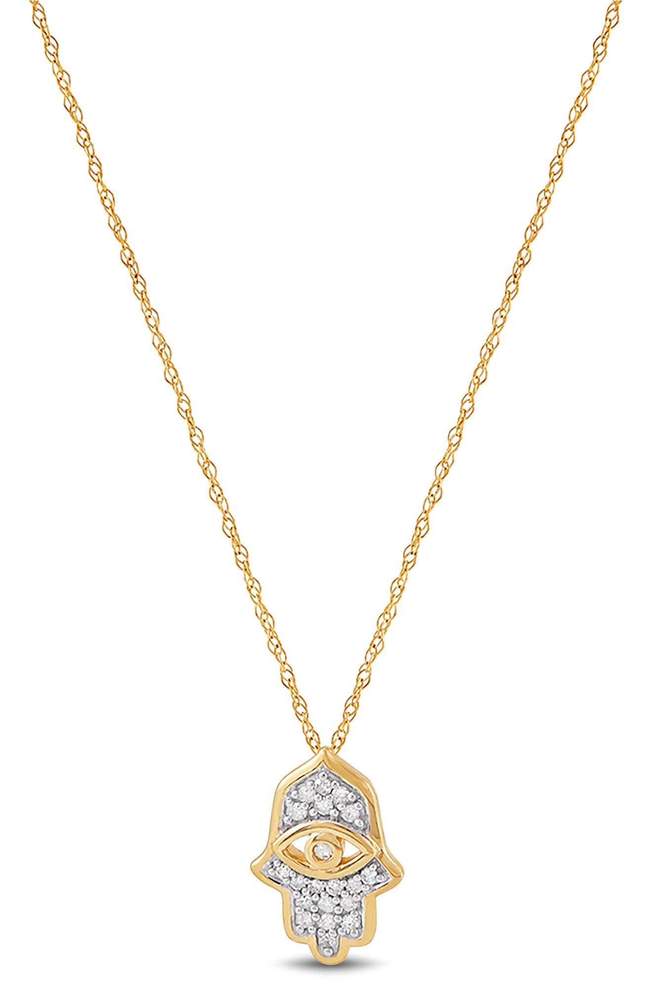 Frankie & Zoe Diamond Hamsa Hand Pendant Necklace - 0.1ct.