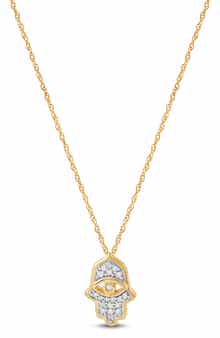 Frankie & Zoe Diamond Hamsa Hand Pendant Necklace - 0.1ct.