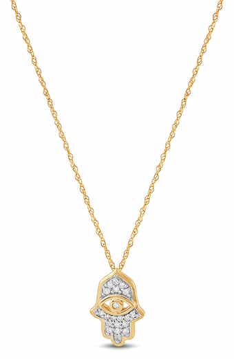 Frankie & Zoe Diamond Hamsa Hand Pendant Necklace - 0.1ct.