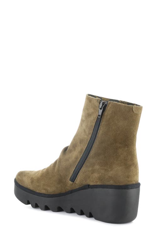 Fly London Baan Platform Wedge Bootie In Green
