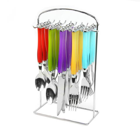 Santoro 20-Piece Stainless Steel Flatware Set with Hanging Rack