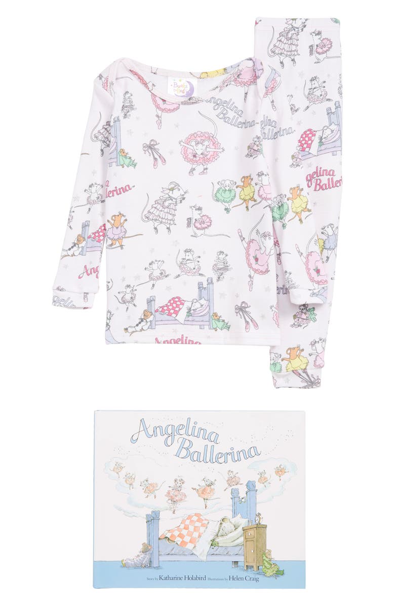 Books to Bed Angelina Ballerina Fitted Two-Piece Pajamas & Book Set, Main, color, 