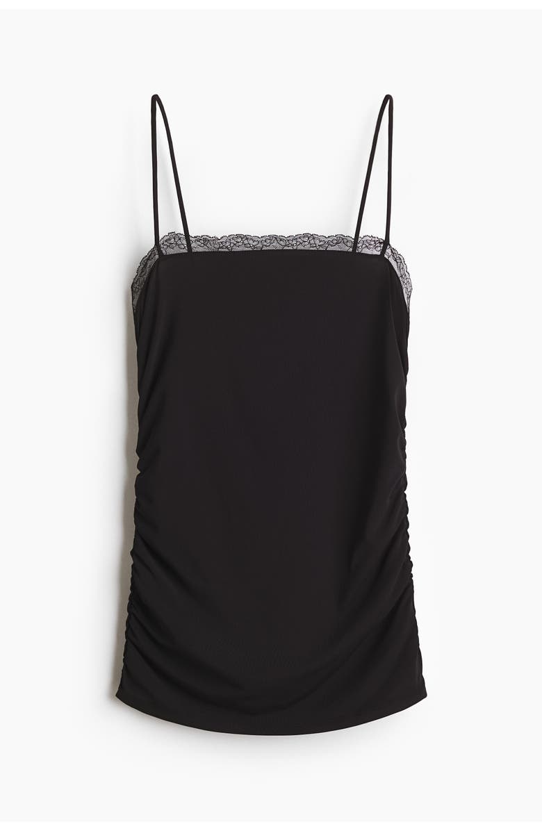 H&M Lace-trimmed Strappy Top, Alternate, color, Black