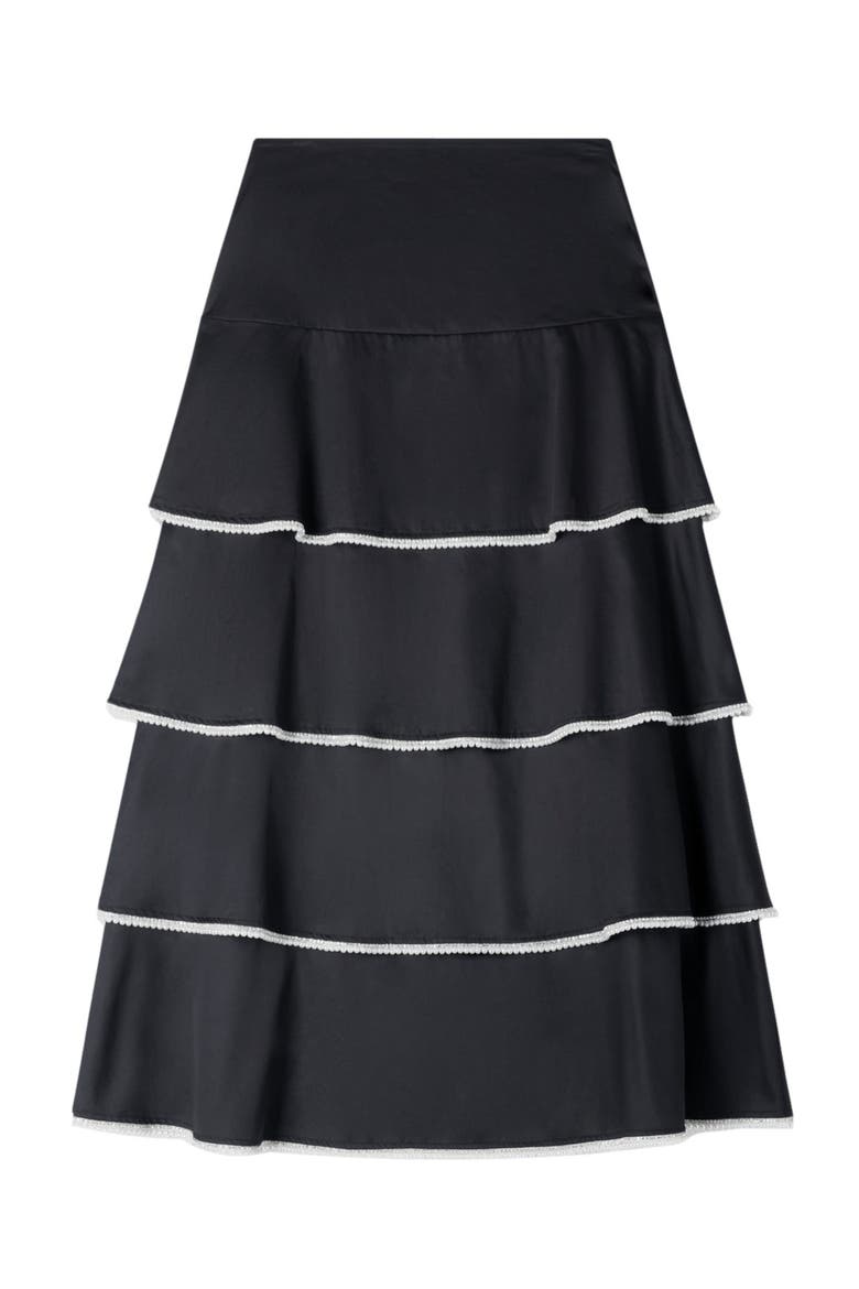 Long ruffled rhinestone skirt, Alternate, color, Black
