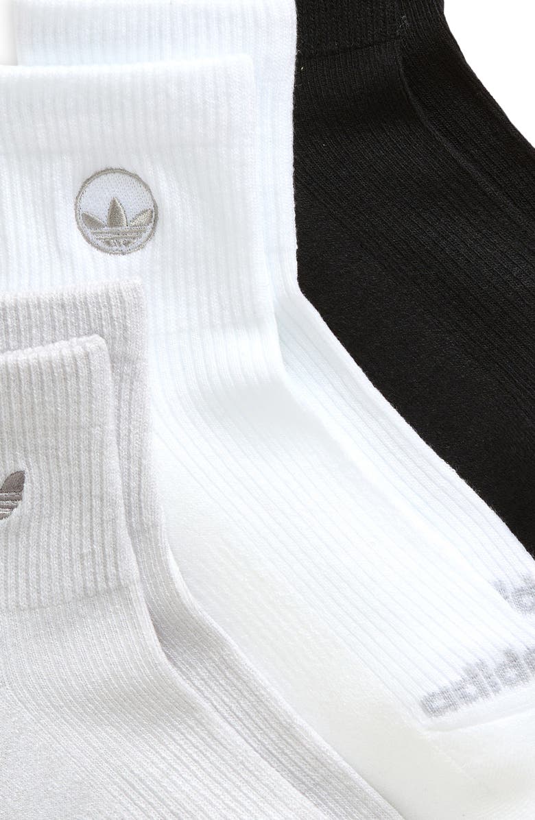 adidas Gender Inclusive Assorted 3-Pack Quarter Socks, Alternate, color, White/ Clear Grey/ Black