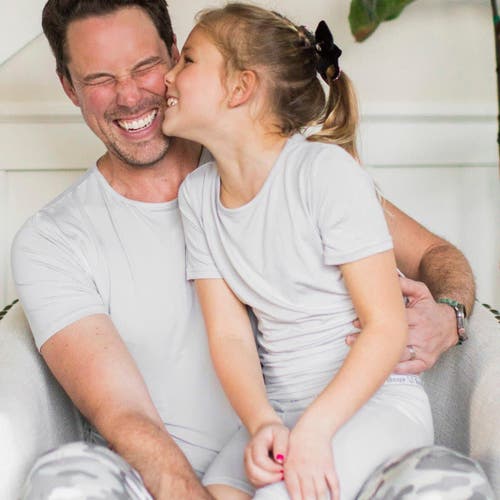 Bellabu Bear Cloud Grey Kids 2-piece Short Sleeve & Shorts Pajama Set In Cloud Grey