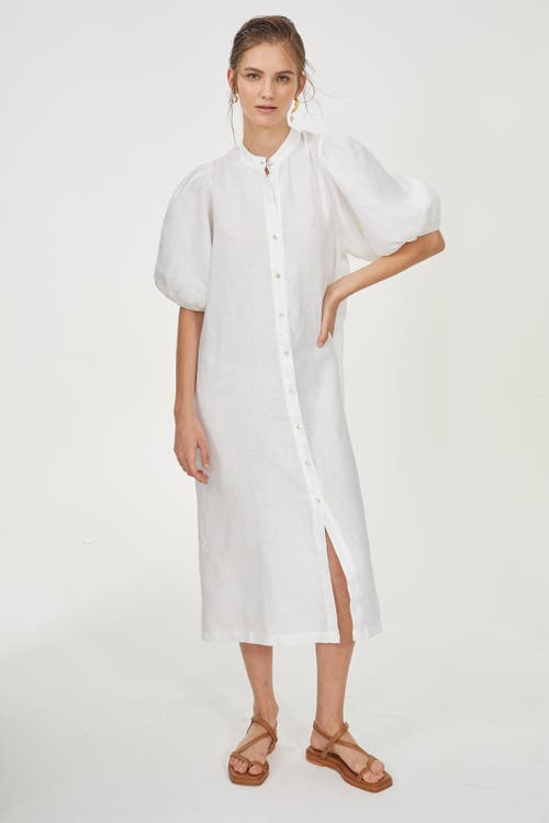 Lanhtropy Bubble Linen Dress In White