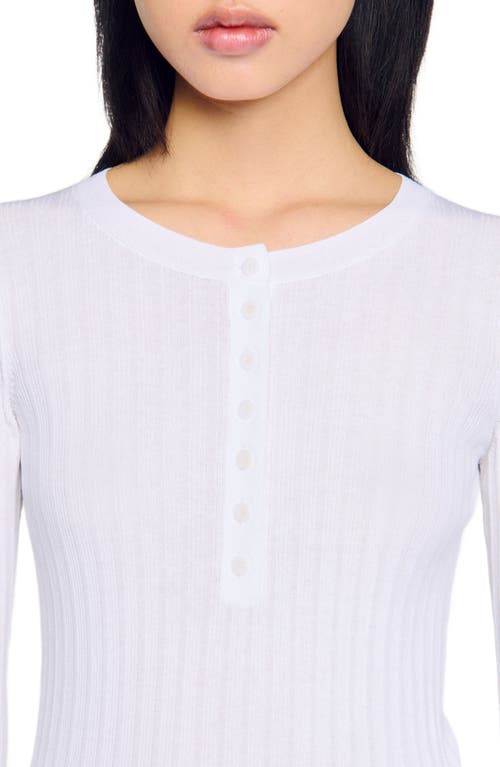 Sandro Ribbed Sweater With Tunisian Collar In White