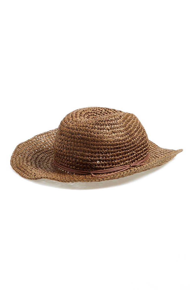 'Layla' Straw Cowboy Hat, Main, color, DARK BROWN